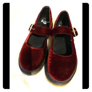 Dr martens velvet burgundy Mary Janes loafers 10